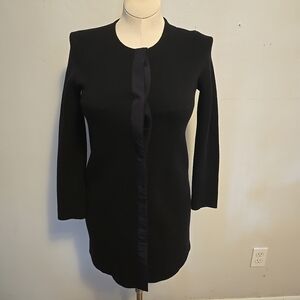 Eileen Fisher Snap Down Black 100% Wool Cardigan Sweater Petite Small